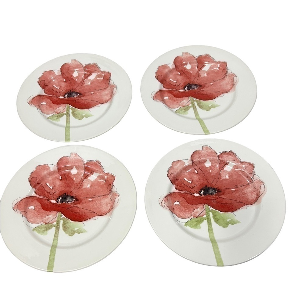 4 Royal Stafford RED POPPY 11” dinner Plates